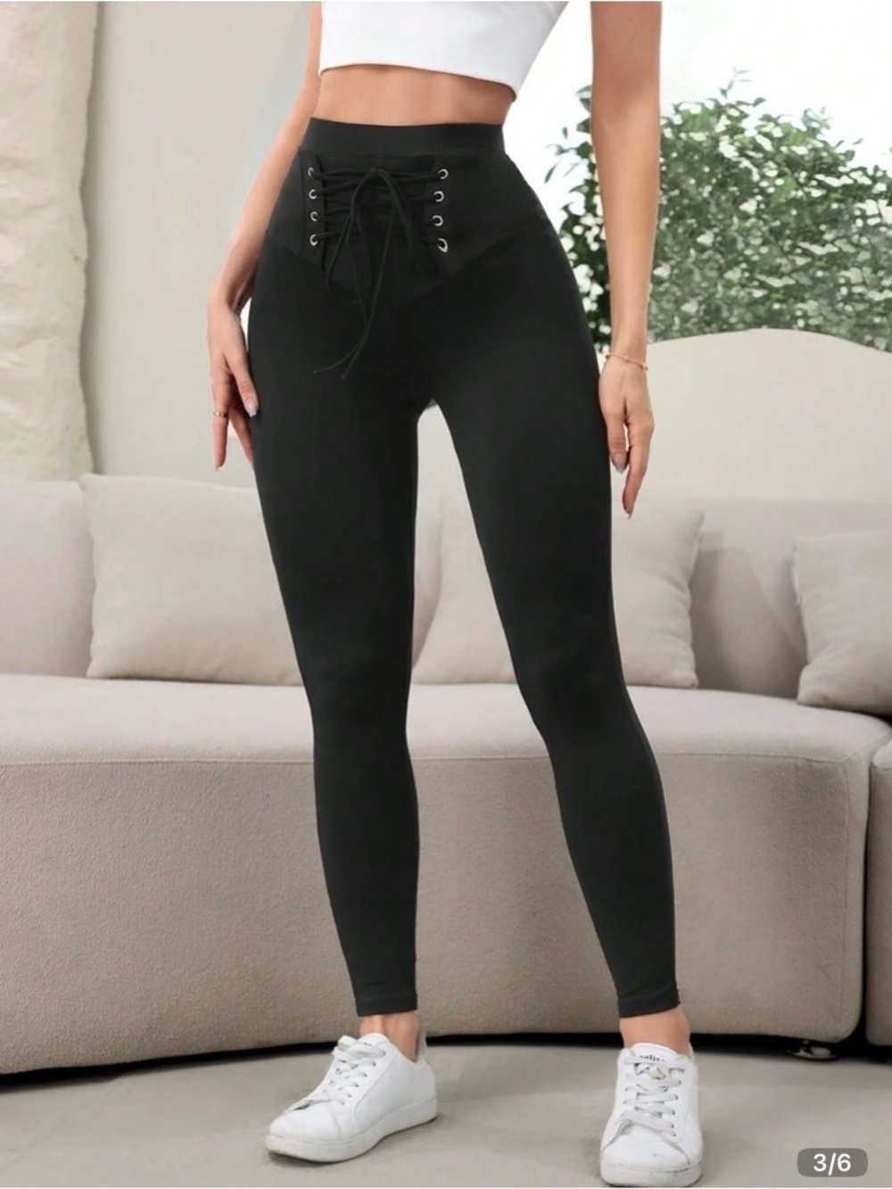 $15 Bundle Item- NWOT Black High-Waist Lace-Up Leggings